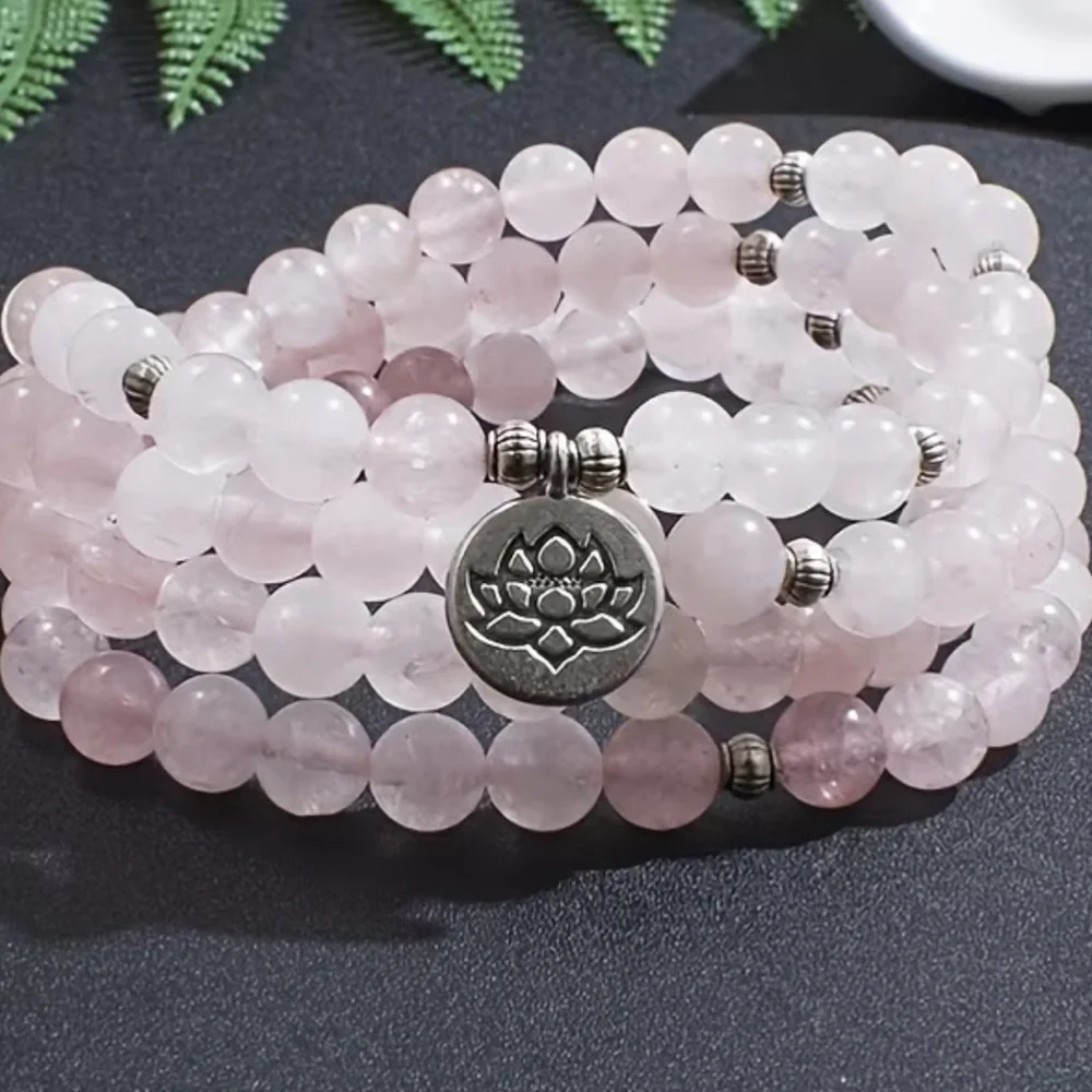 LOVE Genuine Rose Quartz Mala -Reiki Charged